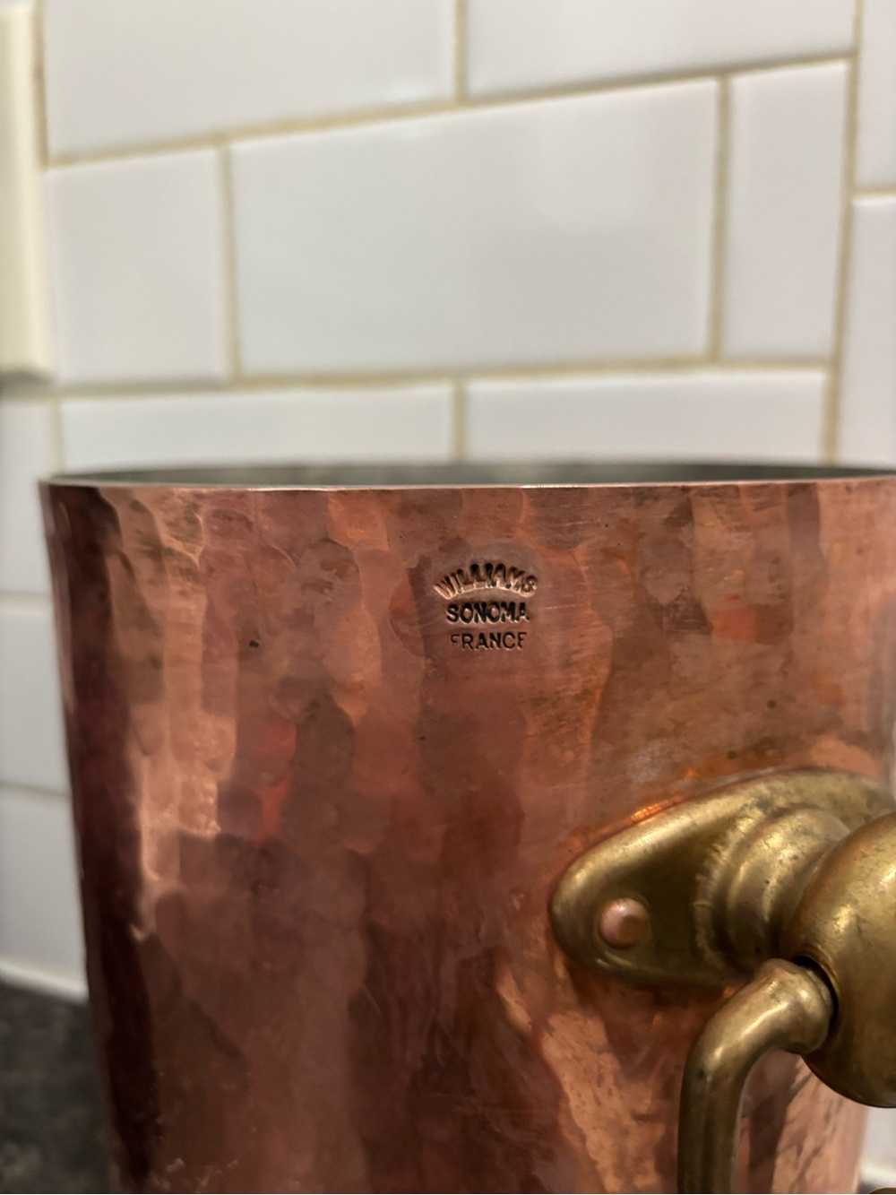Williams Sonoma Hammered Copper Ice Bucket with Brass Handles - Picture 2 of 2